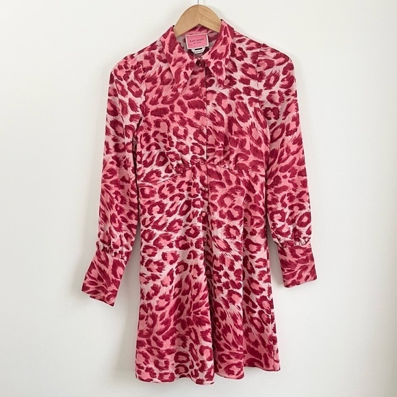 Kate Spade Panthera Leopard Long-Sleeve Mini Shirtdress - Picture 4 of 16